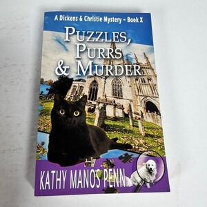 Puzzles, Purrs & Murder Kathy Manos Penn 2024 Cozy Mystery Paperback Manos Penn